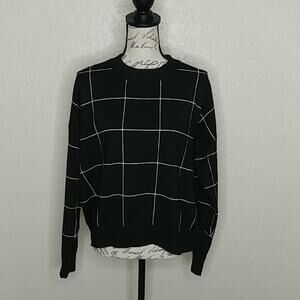 T Tahari Windowpane Pattern Sweater Size L